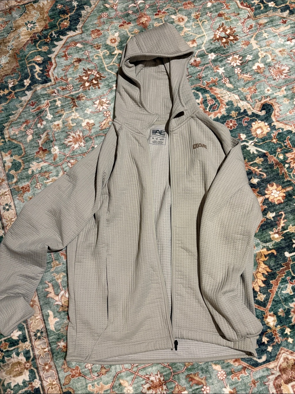 American Eagle Outfitters Men's Light Gray Hooded Waffle Jacket